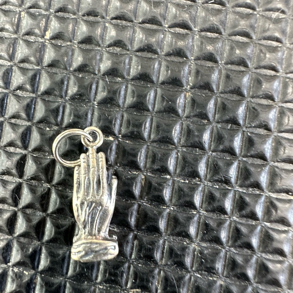 Silver Praying Hands Charm Pendant